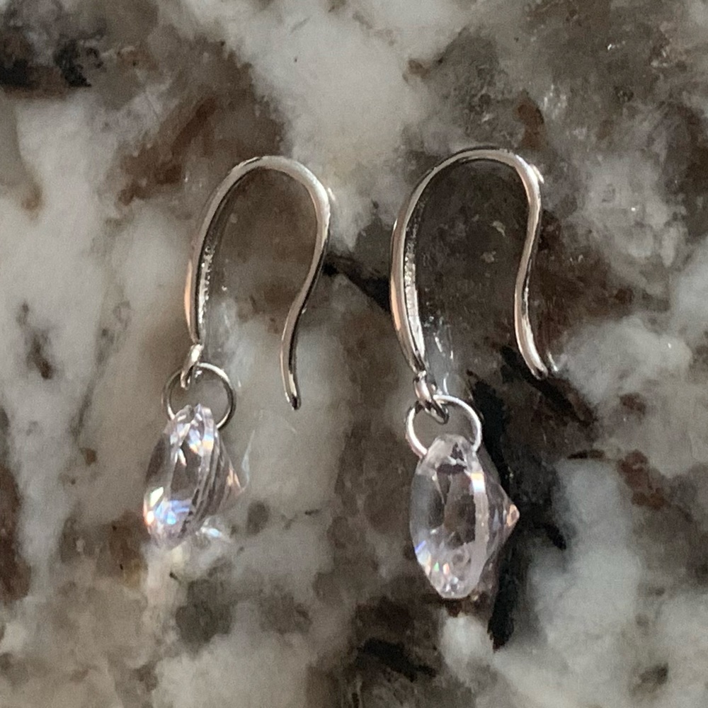 Silver Dangle CZ Earrings
